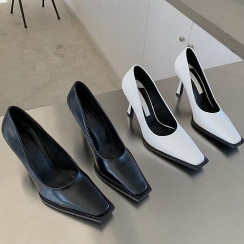 2021 Women Pumps Spring Luxury Rhinestone Thin Heels Sandals Shoes Woman Shallow Fashion Heel Mules Pumps Female Slip On Pumps