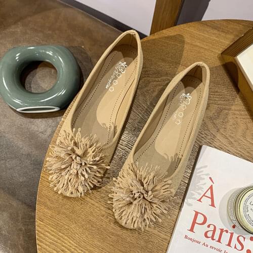 Spring and Autumn Style Flat-bottomed Small Fragrant Korean Style Shallow Mouth Furry Soft Sole Ladies Temperament Single Shoes