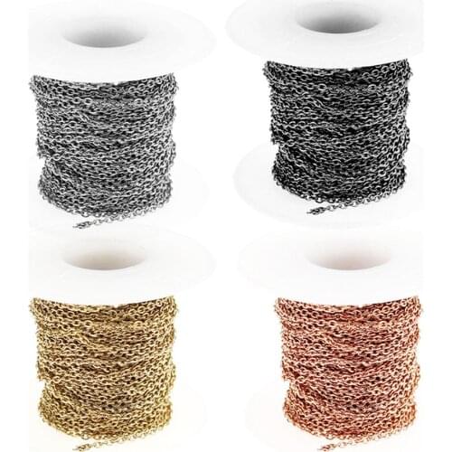 Bulk Roll Chain 10 meters/roll Rose Gold Color Stainless Steel Cable Link Chains 1.5 2.0mm for DIY Necklace Jewelry Making Craft