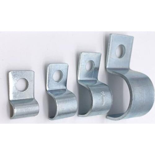 10Pcs 6mm-34mm Galvanized Single Hole Pipe Clamps Unilateral Horseback Riding Card Hoops Instrument Tube Clamp Duct Fixing Hoop