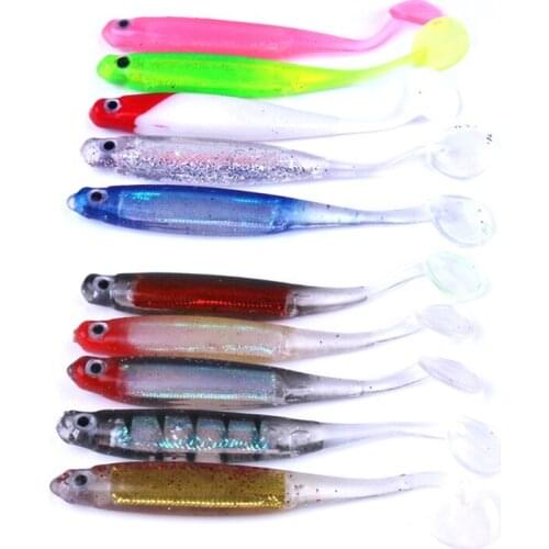10Pcs 4.8G Soft Lure Tiddler Shad Worm Swimbaits Jig Head Pesca Artificial Fishing Lure Fly Fishing Silicon Rubber Bait