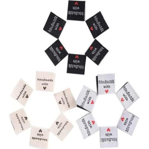 100pcs/lot Cotton Clothing Labels Handmade Embossed Tags Flag Label For Garment Sewing Accessories 21070301