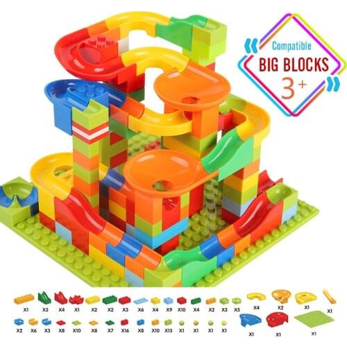 52-330 PCS Big Size Marble Race Run Building Block Compatible Blocks Funnel Slide Bricks Toys For Children