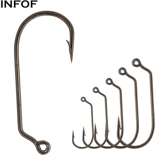 INFOF 20pcs Jig Fishing Hooks 1#-5/0# High Carbon Steel Jig Hook Fishhooks for Leaded Head Worm Hook Carp Fishing Hooks