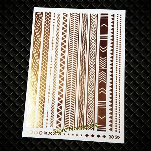 25 Style Popular Flash Temporary Tattoos Waterproof Gold Bracelet Arm Leg Fake Jewelry Tatoo Body Art Metallic Tattoo Stickers
