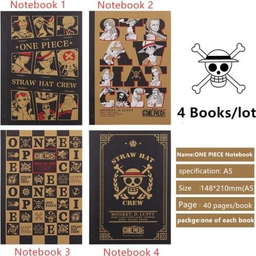 4 PCS/LOT Anime ONE PIECE Notebook for Student Cartoon Notebooks Cosplay Toys ONEPIECE Pocketbook for Collection Comic Books