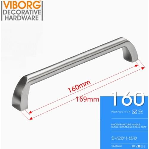 4 Pieces) VIBORG 160mm 304 Stainless Steel Casting Modern Kitchen Cabinet Cupboard Door Handle Pull Drawer Pulls Handles,SV204