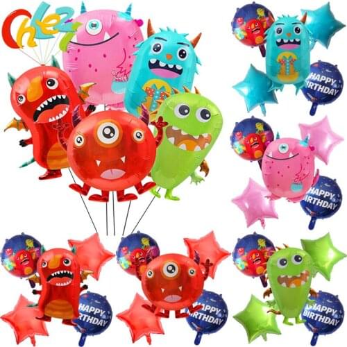 5Pcs Monster Helium Balloons 18inch Cartoon Alien Aluminum Foil Balloon Boy Girl Baby Shower Birthday Party Decoration Kids Toys