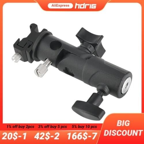 HDRiG Universal E Type Metal Flash Bracket Hot Shoe Speedlite Umbrella Holder With 1/4" to 3/8" Screw Mount Swivel Adapter Light