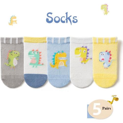 5Pairs/lot 1-12Y Infant Baby Socks Baby Dinosaur Socks for Girls Cotton Mesh Cute Newborn Boy Toddler Socks Baby Cartoon Clothes