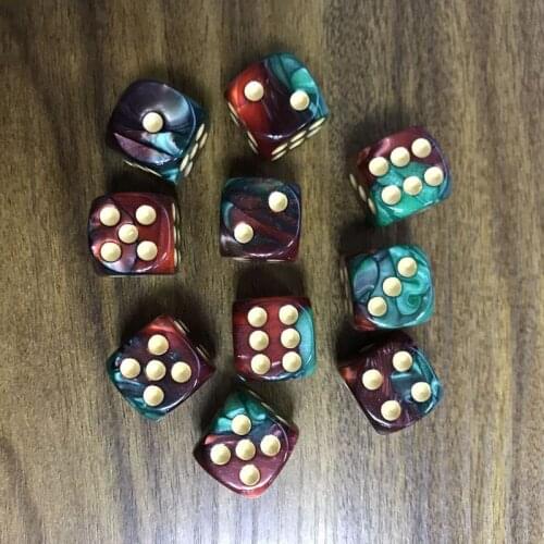 10pcs/set Round Corner Pearl Gem Dice 6 Sided 16mm Dice Playing Table Board Bar Games Party Funny Tools Entertainment Supplies