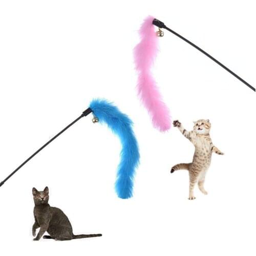 1PC Pet Toy Random Color Catcher Teaser Toy For Pet Feather Wand Stick For Cat Kitten Jumping Train Aid Fun