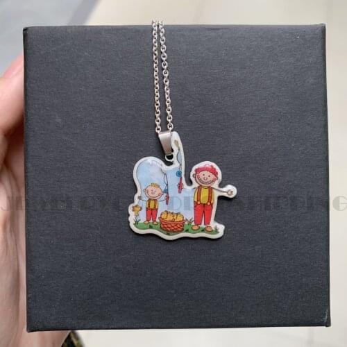 Customized Childrens Drawing Necklace Kids Child Artwork Personalized Custom Photo Pendant Necklace Jewelry