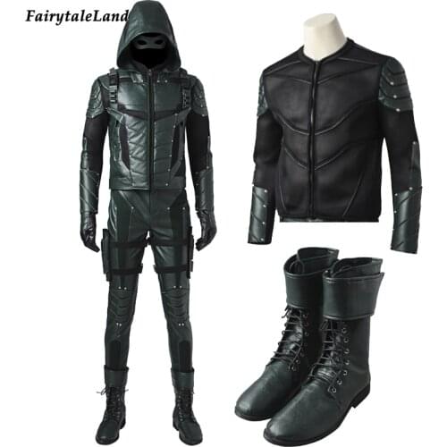 Carnival Halloween Adult Superhero Oliver Cosplay Queen Costume Arrow Battle Suits Green Outfit Arrow Hero Clothing