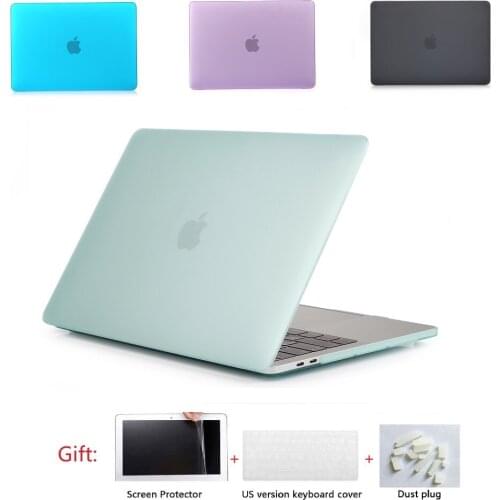 Matte Laptop Hard Shell Case Cover +Keyboard Cover+Screen Film+Dust Pulg For MacBook Air Pro Retina Touch Bar 11 12 13 15 inch