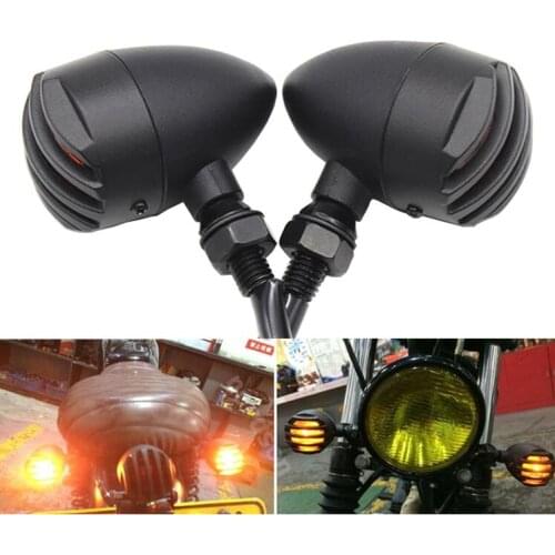 2x Metal Bullet Turn Signal Light Lamp For Yamaha Harley Honda Suzuki Kawasaki Buell Aprilia BMW Custom Chopper Cafe Cruiser