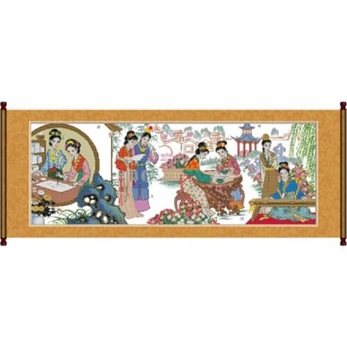 Lyre-playing chess calligraphy and painting(2)(Dream of Red Mansions edition) cross stitch kit embroidery handmade needlework