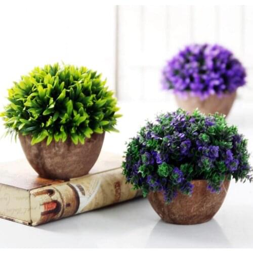 Artificial Flower Bonsai Plastic Green Plants Vase Set Artificial Flower In Pot Wedding Home Garden Office Party Decoration