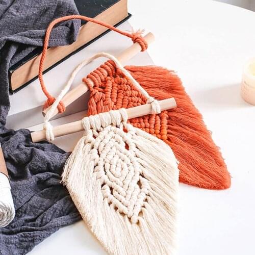 Tassels Leaf Tapestry Hand-woven Macrame Wall Hanging Bohemian Art Pendant Nordic Wall Decor Kids Room Nursery Home Decor Gifts