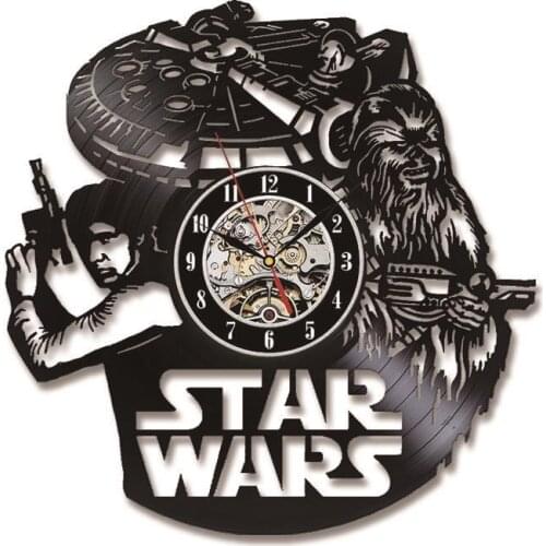 Movie Theme Vinyl Record Wall Clock Silent LED Clocks for Living Room Hanging Clock with 7-color Lights Home Decor