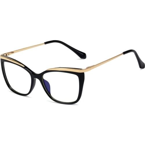 Veshion Ladies Transparent Cat Eye Glasses Anti Blue Light Black Tr90 Half Metal Frame Computer Spectacle Frames for Women Red