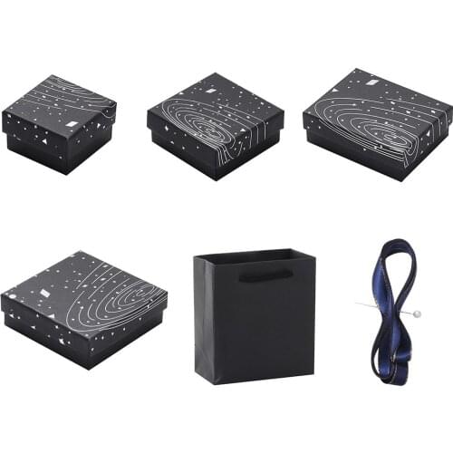 Jewelry Gift Box Star Hot Silver Jewelry Box for Jewelry Earrings Ring Necklace Bracelet Black Gift Bag Carton