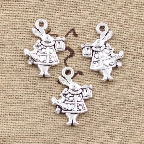 12pcs Charms Trumpet Rabbit 21x15mm Antique Making Pendant fit,Vintage Tibetan Bronze Silver color,DIY Handmade Jewelry