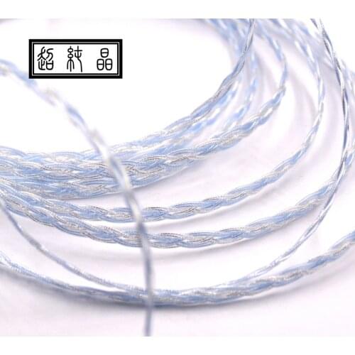Silver plated woven 8-strand flat headphone wire 1.2m/pcs(without plug and pin)