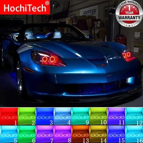 Multi-color RGB LED Angel Eyes Halo Ring Eye DRL RF Remote Control for Chevrolet Corvette 6 generation C6 2005-2013 Accessories