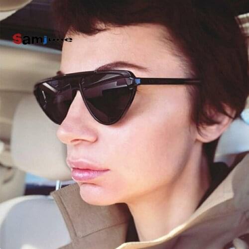 Samjune Retro Thick Frame Cat Eye Pink Sunglasses Women Sun Glasses Men Designer Mirror Lens Cat Eye Glasses For Female Oculos