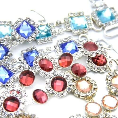 Silver Clover Pearl Rhinestone Diamond Buttons rhinestone buckle connector DIY Bowknot Hair Accessories,1Yc1389