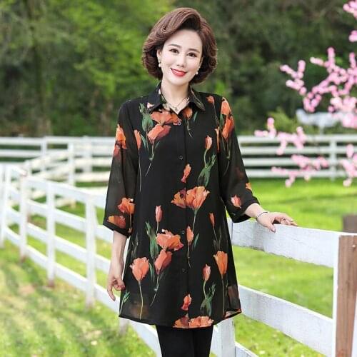 Spring Summer Chiffon Ladies Short Sleeve Shirts Women Casual Temperament Blouses Loose Large Size Blusas Tops MM0577