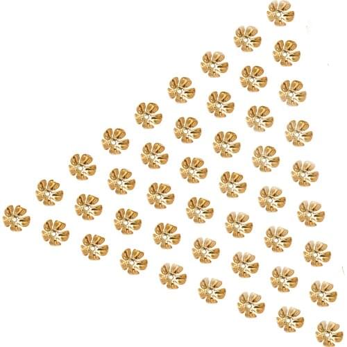 Flower Bead Caps 8mm Gold Plated Jewelry Making 50Pcs Filigree Beadcaps