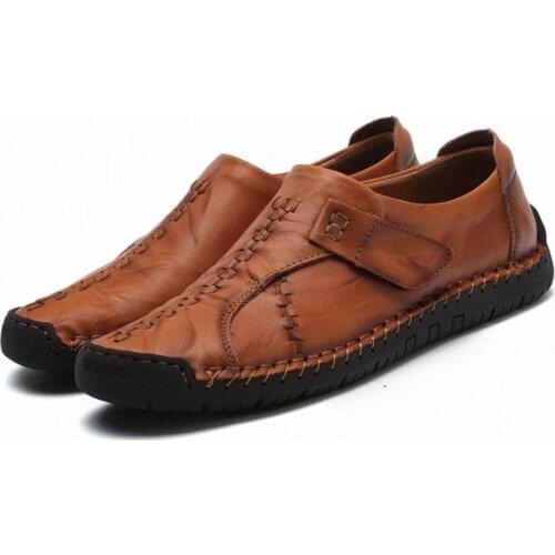 Genuine Leather Mens Casual Shoes Cowhide Slip on Male Loafers Oversized Driving Designer Mens Flat Sneakers