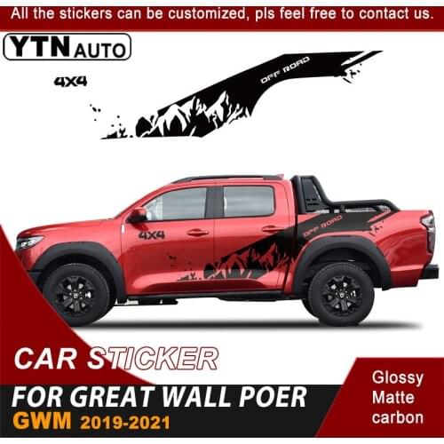 For Great Wall Poer GWM 2019 2020 2121 Side Door Box Bed Car Sticker 4x4 Off Road Graphic Vinyl Car Decoration Decal Accessories