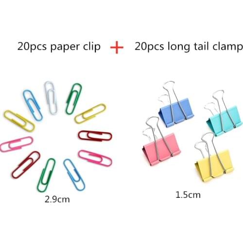 20pcs 15mm long tail clip metal bookmark paper clip set for school stationery books high quality office supplies