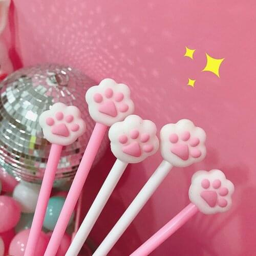 Korea Style 2pcs/Pair Pink&White Lovely Girls Gel Pen Signature Pen School Office Students Pen