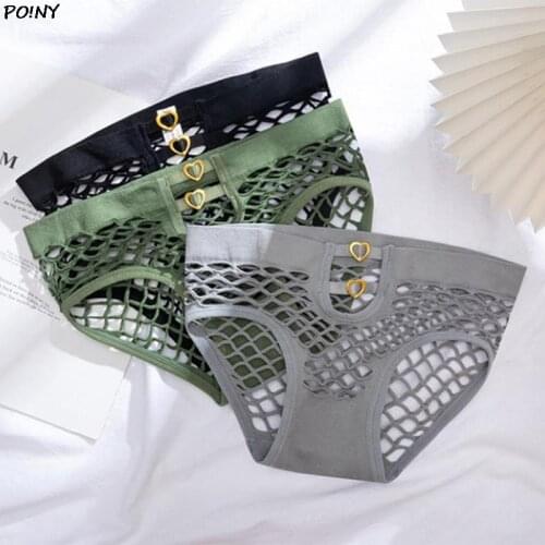 Womens See Through Panties High Elastic Mesh Fishnet Hollow Out Panty Briefs Womens Sexy
