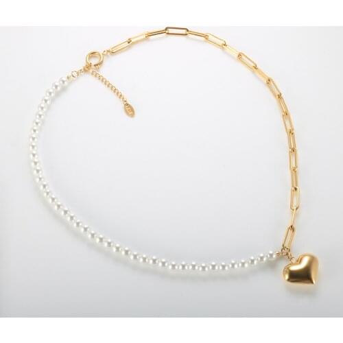 Fashion Bohemian Pearl Necklace Vintage Heart Pendant Chain Necklace For Women Party Jewelry Gift Wholesale