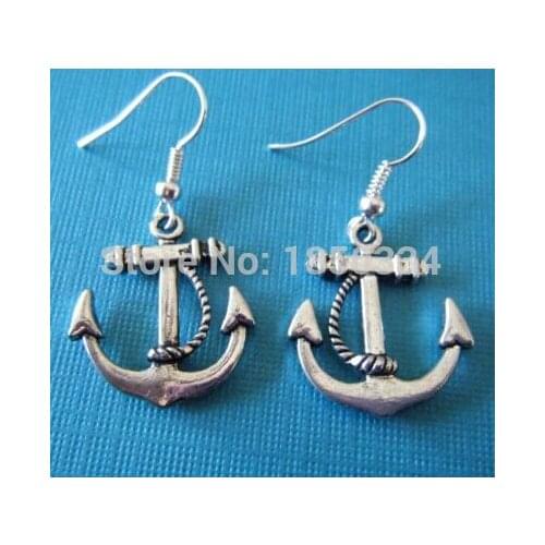 50Pair Fashion Anchors Charms Dangle Earrings For Women With Gift Box DIY Findings Jewelry Z121