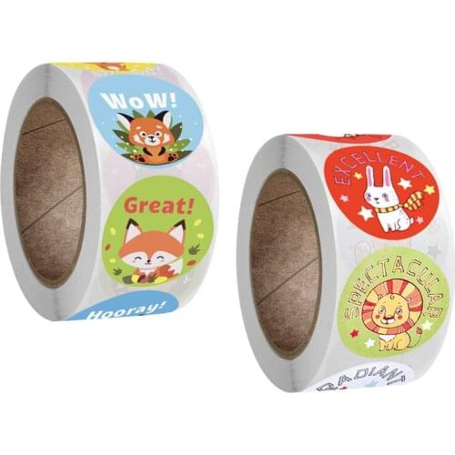 8 Designs Cartoon Animals Stickers School Reward Words Stickers for Teacher Encourage Student Scrapbooking Stationery Stickers
