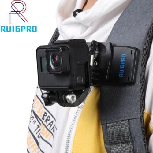 For Go Pro Accessories 360-Degree Rotation backpack bag Clip clamp For GoPro Hero 9 8 7 6 5 4 Xiaomi yi for SJCAM SJ4000 Phone