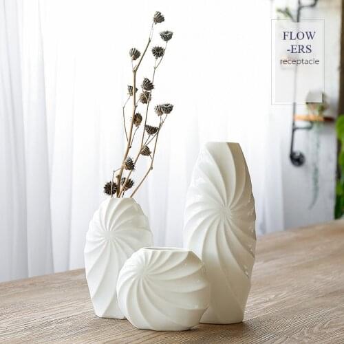 White Porcelain Ceramic Vase Simple Modern Desktop Flower Arrangement Creative Decoration Tv Cabinet Decoration