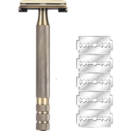 Long Handle Double Edge Safety Razor Butterfly Open Razor Mens Manual Metal razors