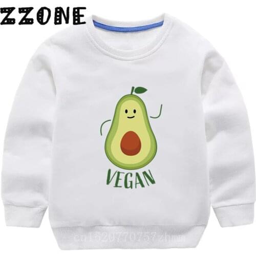 Childrens Hoodies Kids Cute Avocado Vegan Cartoon Funny Sweatshirts Baby Cotton Pullover Tops Girls Boys Autumn Clothes,KYT5352