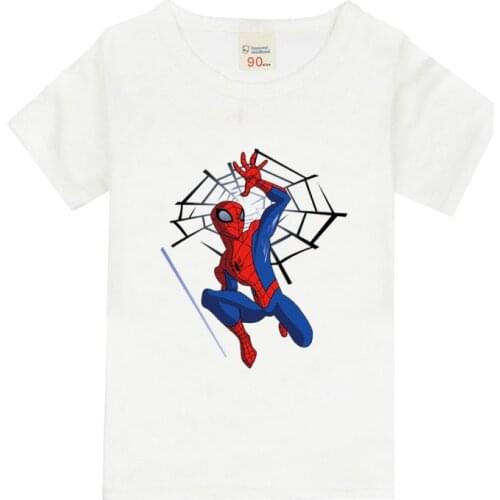 Disney Marvel Avengers Kids T Shirt Calsual Outfits Spiderman Printing Short-Sleeved Clothes Tops Toddlers Boys Girls Tees