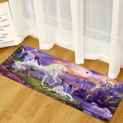 Unicorn Pattern Kitchen Carpet Home Entrance Doormat Bedroom Hallway Floor Mat 3D Map Door Rug Long Absorbent Bathroom Non-Slip