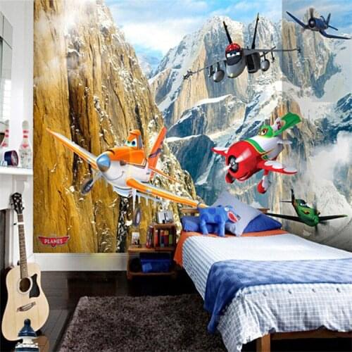 5D TV background wallpaper wall covering childrens room cartoon aircraft living room wallpaper high-end home improvement mural