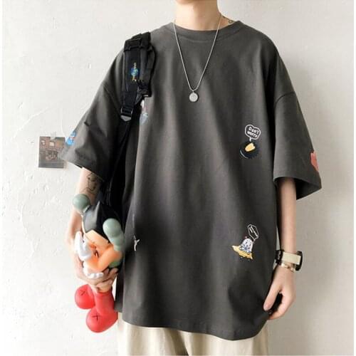 2021 New Oversized Short Sleeve Loose T-shirt Mens Casual Harajuku Fashion