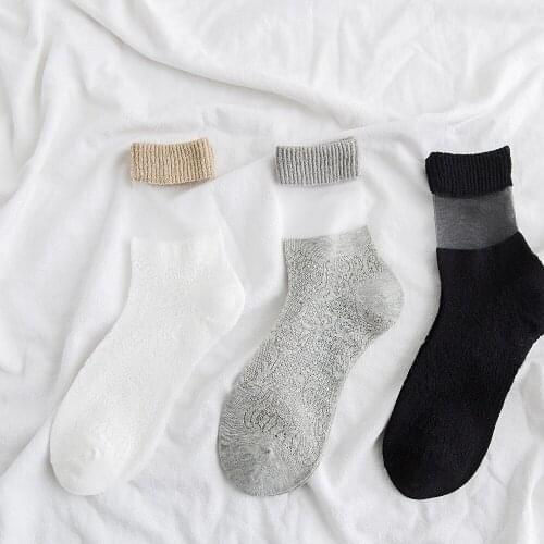 Cotton Women Socks Hollow Mesh Fun Spring Summer Fashion Reticle Silk Heap Casual Crew Sockken